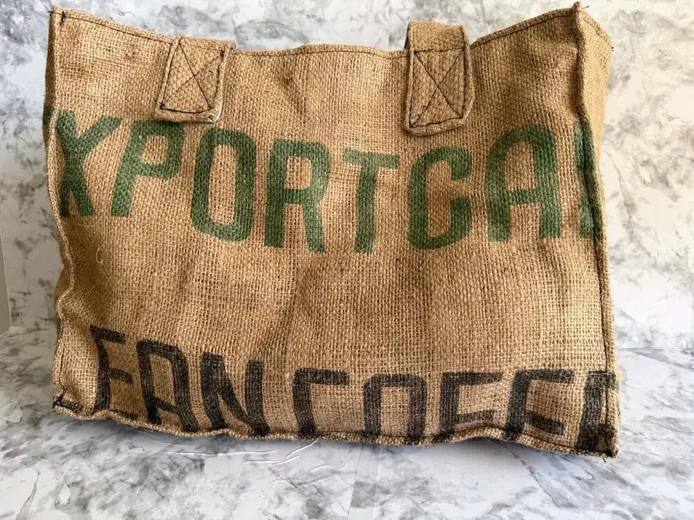 Repurposed Upcycled Coffee Sack Burlap Tote Bag